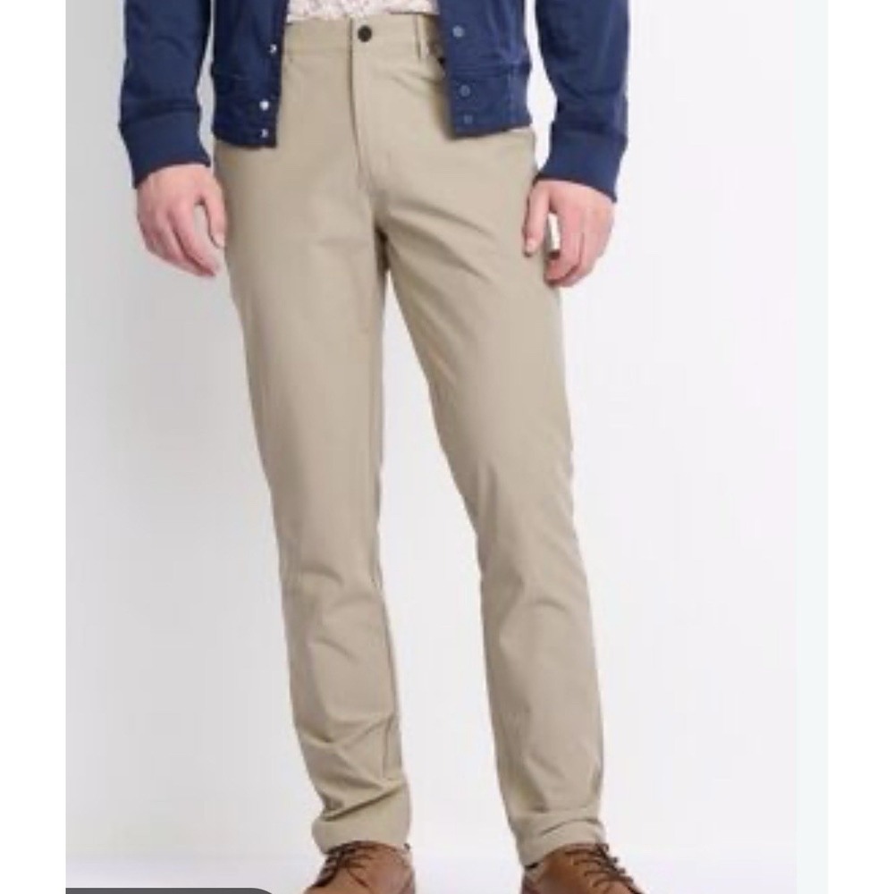 01. Algo Mens Commuter Performance Pants Tan Athletic Wrinkle Free Trouser 32x30